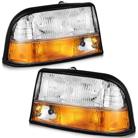 WEELMOTO Headlight with Fog Lights Only for 1998-2004 GMC Sonoma / S15 Headlights Assembly Compatible with 1998-2001 Oldsmobile Bravada / 1998-2001 GMC Jimmy Replacement Fits factory models