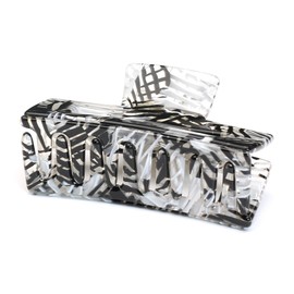 QinGoo Medium Women's Hair Clip, Beautiful Hair Clip, Elegant Hair Accessories, Headpiece, Hair Accessory, Fine, Medium, Thick, Medium Hair, 1 Piece (7.8 x 4 cm, Stripe White Black)