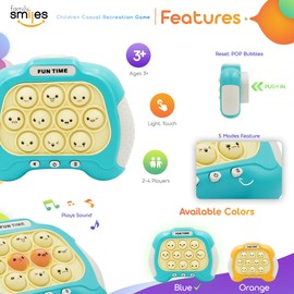 Family Smiles Pop Bubble Fidget Music Puzzle Game Kids Light Up Sensory Toy Blue