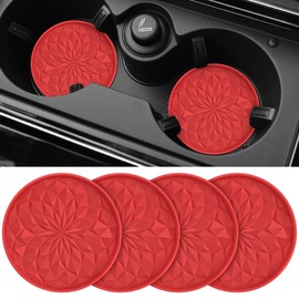 ME.FAN Car Coasters for Cup Holders [4 Pack] - 2.75In Silicone Auto Mug Mats - Universal Non-Slip Recessed Car Interior AccessoriesRed