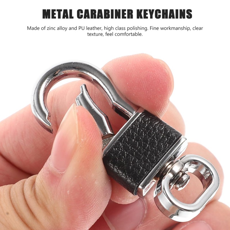 SUPVOX Metal Carabiner Keychain 4pcs PU Leather Key Ring Holder