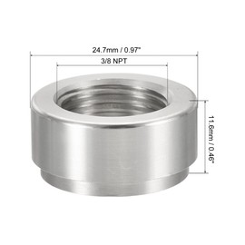MECCANIXITY Weld on Fitting Bung 3/8NPT Female Aluminium Alloy Pipe Thread Connector Silver Tone 2pcs