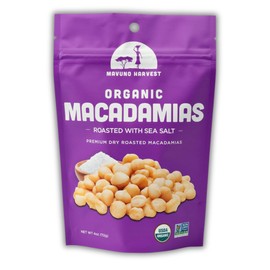 Mavuno Harvest Organic Roasted Macadamia Nuts with Sea Salt | Dry Roasted Whole Macadamia Nuts | Vegan, Non GMO Healthy Snacks for Kids and Adults | Office Friendly Work Snack | 4 Ounce, Pack of 3