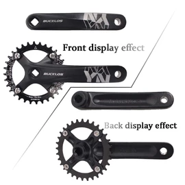 BUCKLOS MTB Mountain Bike Single Speed Square Taper Crankset -170mm Cranksets Bicycle Crank Set with 104BCD 32/34/36/38/40/42T Round/Oval Chainring Fit for Ebike/Commuter Bike
