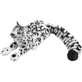 LONGHUMO 3D-Printed Articulated Animal, 8.3 inches (Approx. 21 cm), Black-and-White Spotted Design 3D-Printed Animal Desktop Decoration, Articulated Snow Leopard Figurine (Snow Leopard)