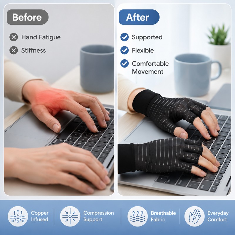 Fingerless Compression Gloves for Hand Support – Lightweight Stretch Gloves