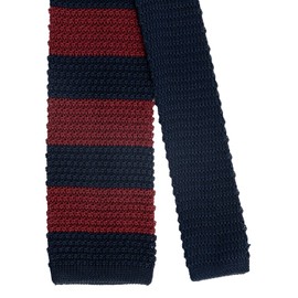 Maneragram Mannergram Silk Preppy Block Knit Tie Navy Wine