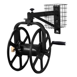 Liberty Garden 712-B Single Arm Navigator Multi-Directional Garden Hose Reel, Holds 125-Feet of, 5/8-Inch, Black