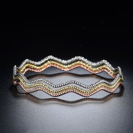 Mytys Colorful Stack Bracelet, Gold, Silver & Rose Gold - Fixed Diameter, Versatile Style, Durable Material, Fashion Gift, Large, Metal, no gemstone