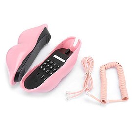 Teléfono con Cable, Estilo Elegante, Labios Rosados, Teléfono para el Hogar, Teléfono de Escritorio, Teléfono Fijo para la Decoración de Escritorio de la Oficina en Casa(Rosa)
