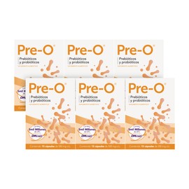 Bomuca - Pre-O 15 Cápsulas, 6 piezas, Probióticos y Prebióticos, 5,000 millones de UFC, Tecnología DRCaps, Mejor Digestión y Absorción de Nutrientes