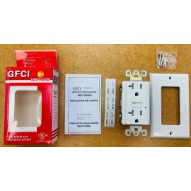 AH LIGHTING 1PK 20AMP GFCI Safety Outlet Receptacle w/ Wall Plate LED TRIP Indicator TR WR