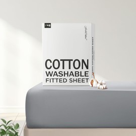 FreshCulture 100% Cotton Fitted Sheet Full Size, Soft Deep Pocket, Hotel Quality Ultra Soft & Breathable (Full, Light Grey)
