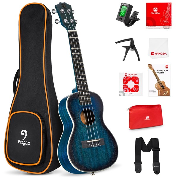 Vangoa Ukulele 23" Adult Beginner Concert Ukulele Mahogany Bundle Professional