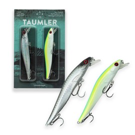 Zanderfang Zander Wobbler for Zander Fishing, Flat-Running, Pack of 2, TAUMLER - 11 cm - 14.5 g - Silver/Black + Neon Green