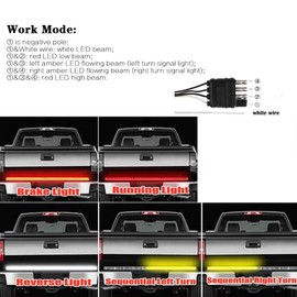 Ricoy 40inch Triple-Row with Amber Sequential Turn Signal LED Truck Tailgate Light Bar Strip, Super Bright LED- Red/White Reverse Stop Turn Signal Running for Pickups, SUV, RV, Trailer