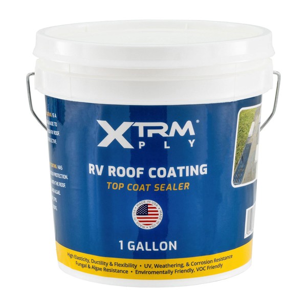 RecPro RV Roof Coating Gallon | Top Coat Sealer | Water-Based Acrylic Rubber Roof Coating and Sealant | Bonds to Aluminum, Galvanized Steel, Fiberglass, TPO, PVC, EPDM, Rubber Roofing (1)