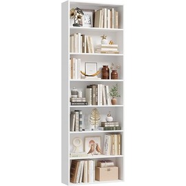 82" Tall Bookshelf, 7-Tier Open Shelves Bookcase, Freestanding Display Storage Shelves, Tall Bookcase Home Decor Furniture for Home Office, Living Room, Bedroom, White