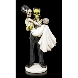 Figuren Shop GmbH Gothic Frankenskull Figurine with Bride | Fantasy Bride and Groom, Hand-Painted