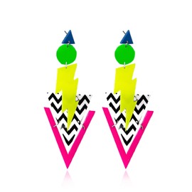 80s Neon Earrings for Women Neon 80s Outfit Accessories Lightning Geometry Earrings 90s Glow Party Outfit Jewelry for Women