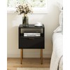 AEPOALUA Nightstand,Morden Bedside Table with Gold Frame,Small Black Night Stand,End