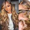 Body Wave Highlight Lace Front Wigs Human Hair 28 Inch