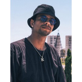 Richsteel Big Silver Bubble Pendant Letter R Mens Hip Hop Initial Necklace