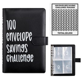 MYSTRISA 100 ENVELOPE CHALLENGE BINDER Easy and fun way to save $5050,Budget Binder with Cash Envelope Piggy Bank for Budget Planners and Savings Money Bank - Color: black