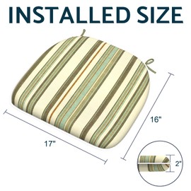 TWLEAR Indoor/Outdoor Chair Cushions 16x17 Inch, Patio Chair Cushions with Ties, All Weather Seat Cushions for Patio Furniture Home Garden Chair Use, Set of 4,Stripe Onyx