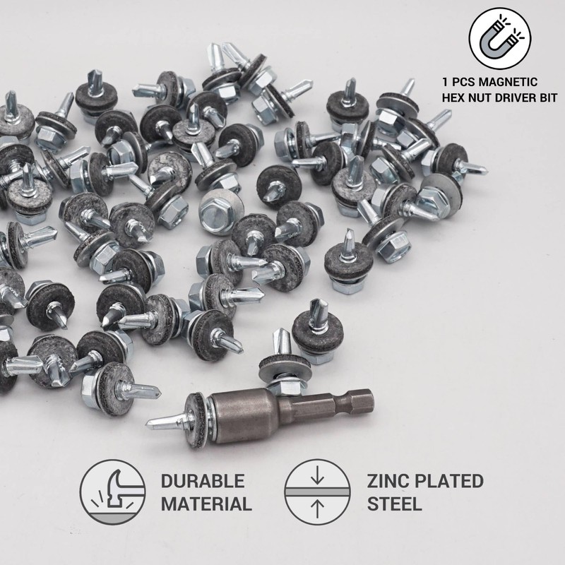 SKIR'CO Pack of 50 Galvanised Roofing Screws 6.3 x 19