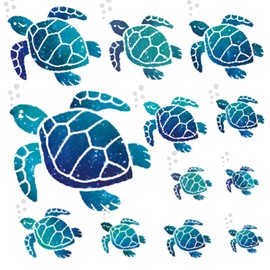 VIKSAUN 12 Pieces Sea Turtle Wall Stickers Under the Sea Vinyl Wall Stickers Wall Decals Wall Decor Waterproof Wall Stickers Decoration for Home, Office, Living Room, Wall, Bathroom, Toilet