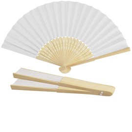 zfyanssee 20pcs Hand Held Folding Fan - White Chinese Wooden Paper Hand Fan Folding Handheld Fan for Kid and Women, Bamboo and Wooden Hand Held Folding Fan for Wedding Party Dancing Home Decoration