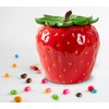 dgudgu Strawberry Candy Jar With Lid Red Candy Container Ceramic