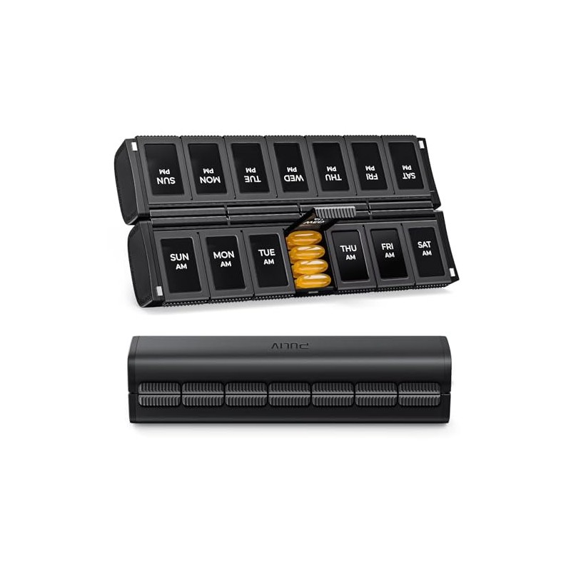 PULIV Weekly Pill Organizer 2 Times a Day with Magnetic