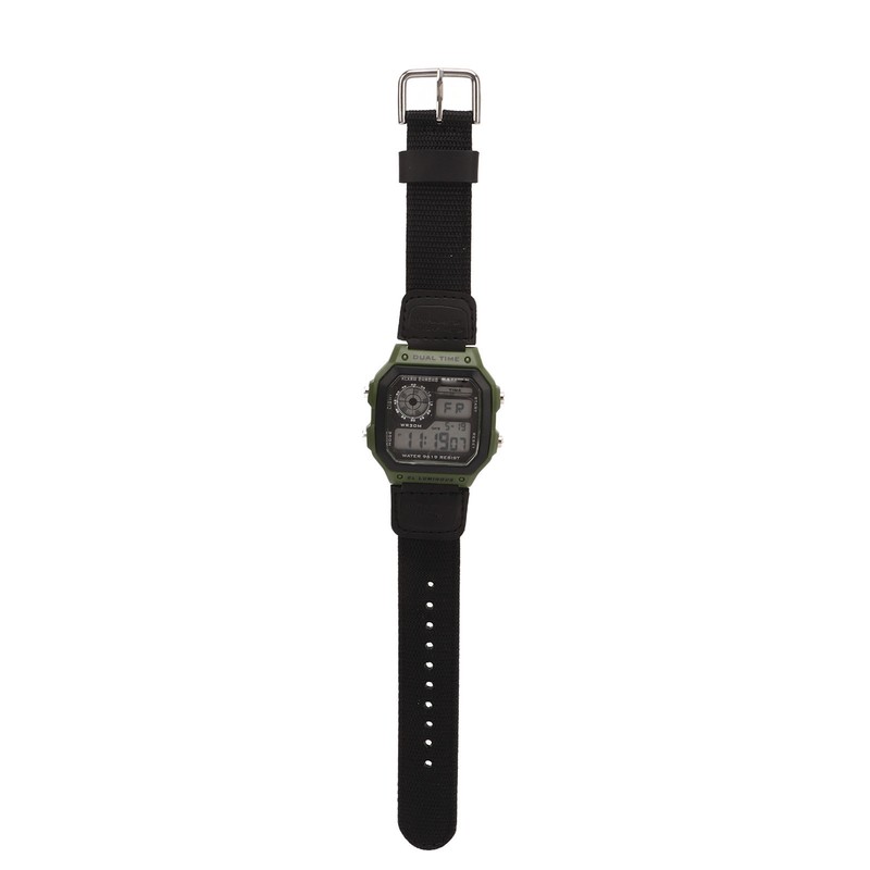 Digital Sport Watch Canvas Strap Luminous Waterproof Retro Sport Watch