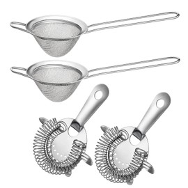 4 Pieces Fine Mesh Strainer, Chinois Strainer, Stainless Steel Conical Food Silver Stainless Steel Bartender Colander Filter for Home Kitchen Bar Accessories