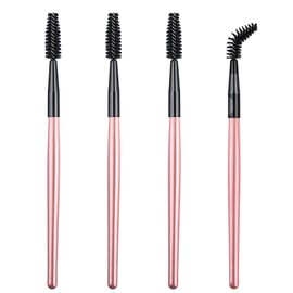 4Pcs Mascara Brush Wands Makeup Lash Spoolies Eyelash Eyebrow Brushes Spooly Applicators for Extensions Reusable(Pink)