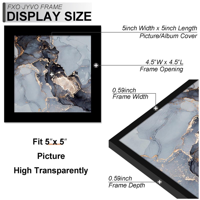 Fxojyvo 5x5 Frame, Black Picture Frame for 5 x 5