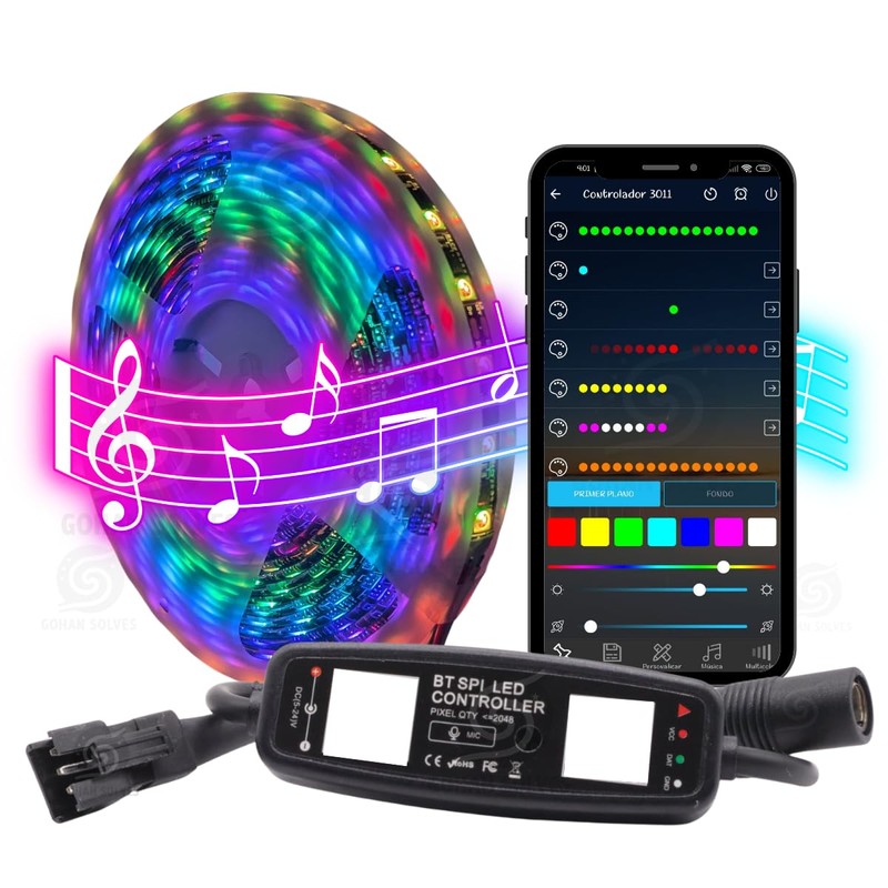 Control LED Pixel con Bluetooth para Tira LED WS2811-12, Fácil