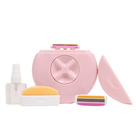 Alleyoop - Maquinillas de afeitar de viaje portátiles para mujer - Mini navaja de triple hoja y afeitadora para llevar - Afeitado limpio y cercano con barra hidratante y botella de spray recargable
