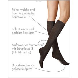 KUNERT Fly&Care® Women's Knee Socks Support Class III Effective Support 30 Denier, Brown-mel. 8210