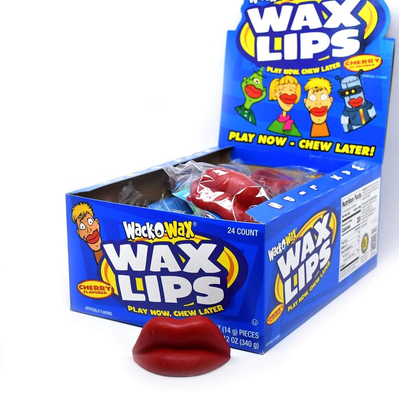 Wack-O-Wax Wax Lips Candy – Individually Wrapped Cherry Flavored Candy