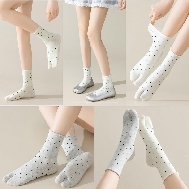 Qzkouma FZDD-75 Women's 2 Toe Socks, 3 Pairs Set, Cotton