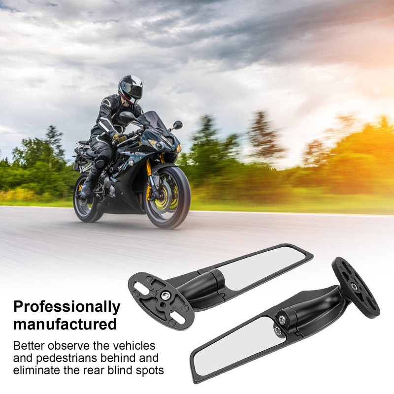 2pcs Motorcycle Wind Wing Mirror Multi Angle Adjustable Rotating Rear