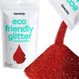 Hemway Eco Friendly Biodegradable Glitter 100 g / 3.5 oz Organic Cosmetic Safe Sparkle Vegan for the Face, Eyeshadow, Body, Hair, Nail - 1/128 Inch 0.008 Inch 0.2 mm - Red Holographic