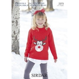 Sirdar DK Knitting Pattern 2373 - Childrens Reindeer Christmas Sweater