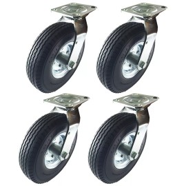 WeldAwire 8" x 2-1/2" Pneumatic Wheel Caster (Foam-Flat Free) - 4 Swivels