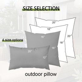 Metliv Premium 18x18 Inch Outdoor Throw Pillows 2 PCS – Waterproof Inner Lining, All-Weather Decorative Square Pillows for Patio Porch Garden, Gray