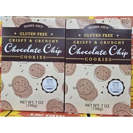 Trader Joe Gluten Free Crispy & Crunchy Chocolate Chip Cookies 7oz 198g (Two Boxes)