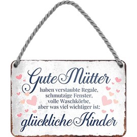 schilderkreis24 Tin Sign Beautiful Saying "Gute Mütter haben verstaubte Regale" Decorative Kitchen Vintage Gift Idea Birthday Christmas Mother's Day Wife Mum Grandma 18 x 12 cm